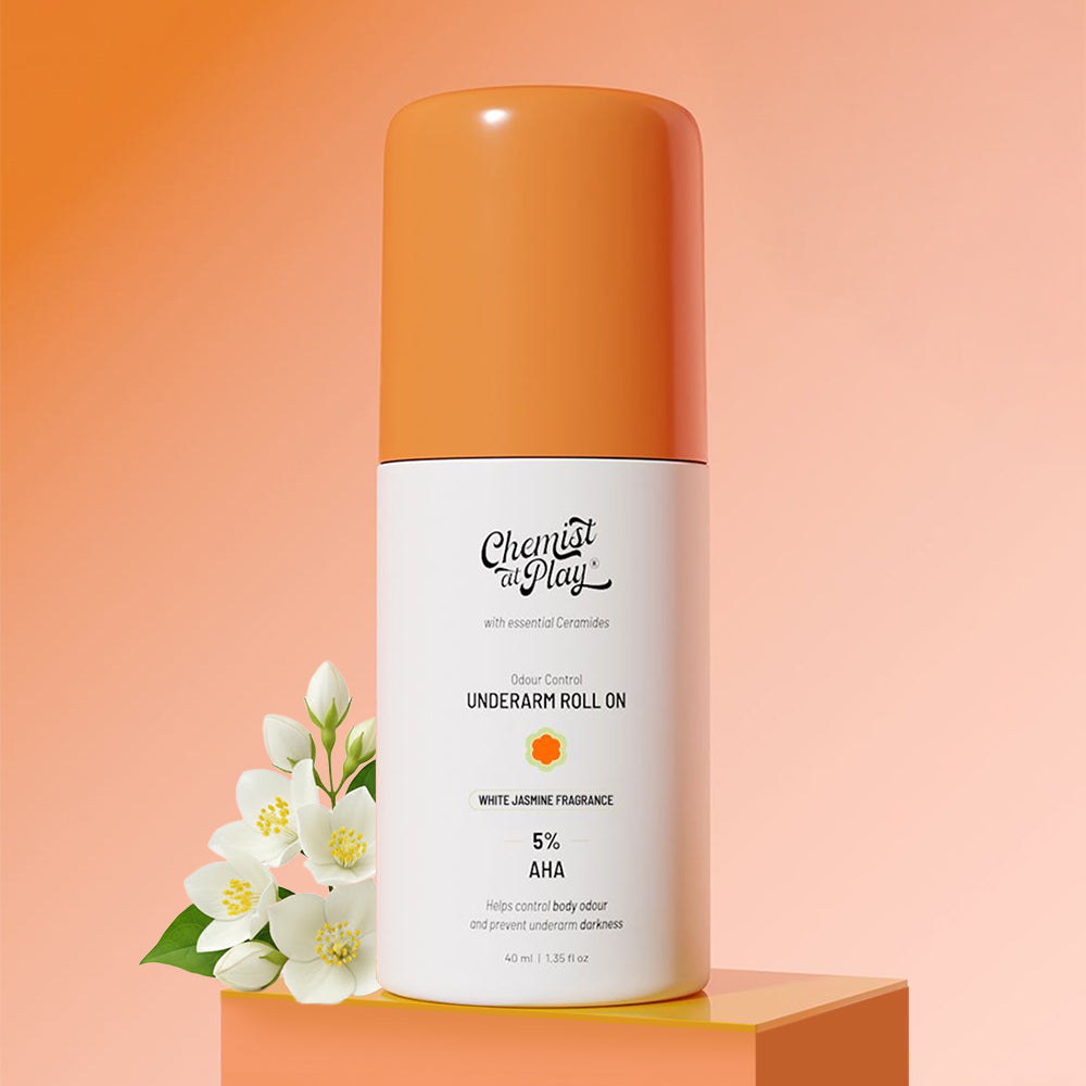 5% AHA Underarm Roll-On with Lactic Acid for Odour Control (White Jasmine) - 40 ml