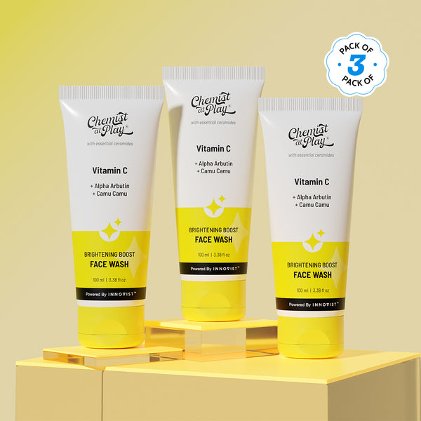 Vitamin C Brightening Boost Face Wash for Dark Spots & Glowing Skin - 100 ml | Pack of 3