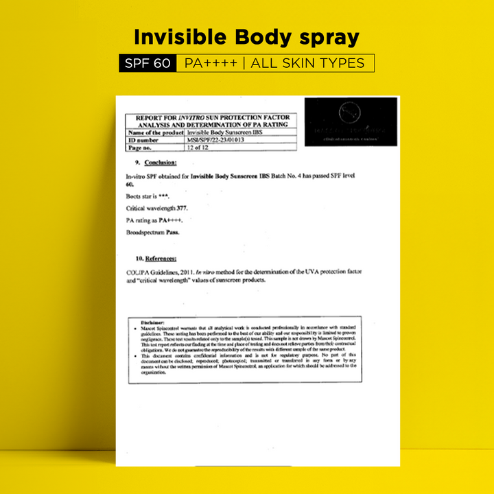 Invisible Sunscreen Spray for Body | SPF 60, PA++++  (125ml)